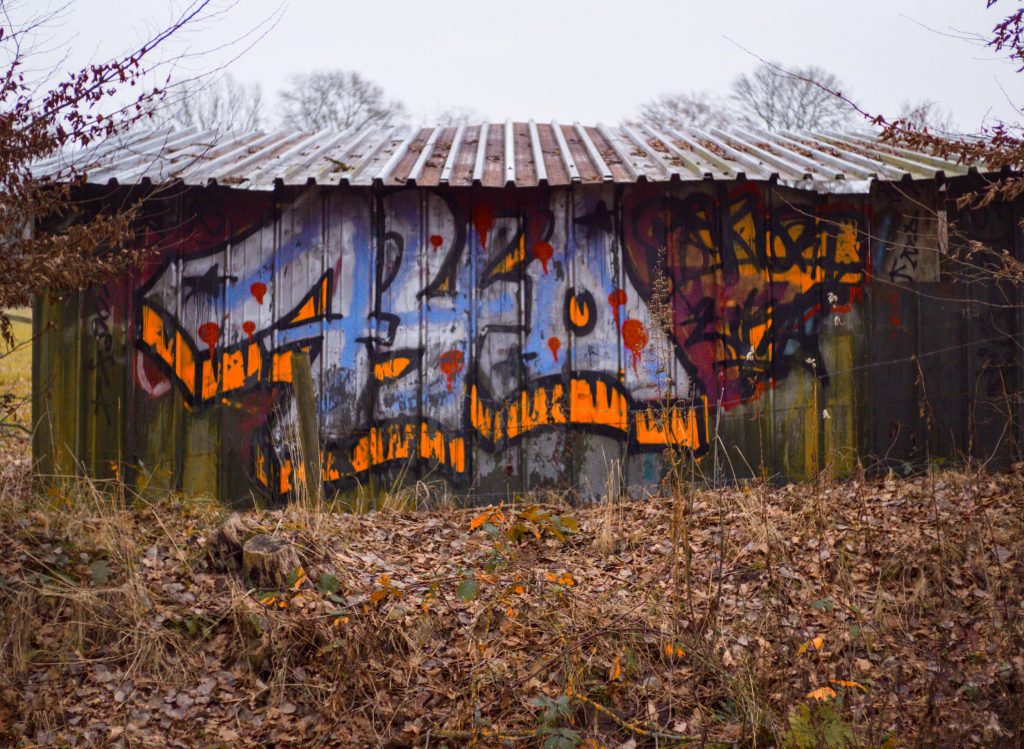 Ein Schuppen mit Wellblechdach